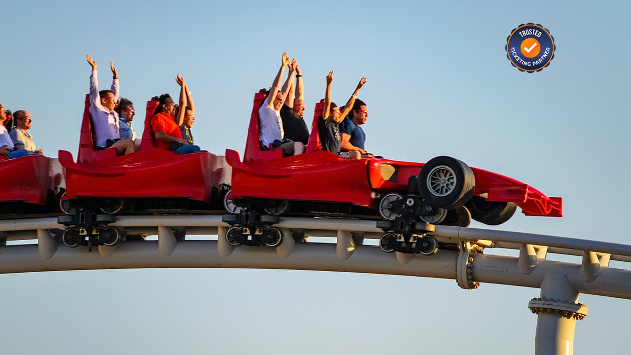 ormula Rossa roller coaster at Ferrari World Abu Dhabi launching riders at 240 km/h on Yas Island.