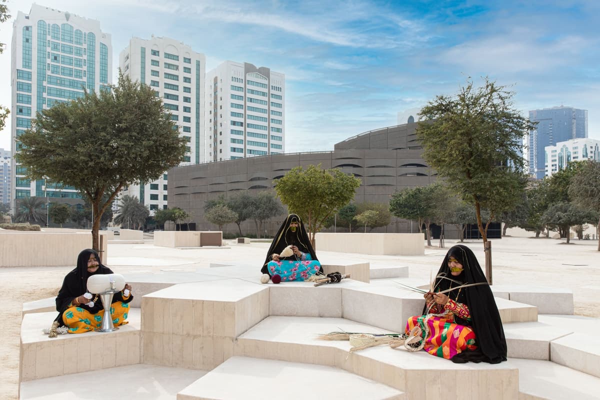 Open-air courtyard at Qasr Al Hosn in Abu Dhabi featuring traditional architecture and cultural surroundings.