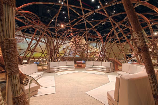 Interior of the Qasr Al Hosn museum showcasing cultural exhibits and historical displays in Abu Dhabi.