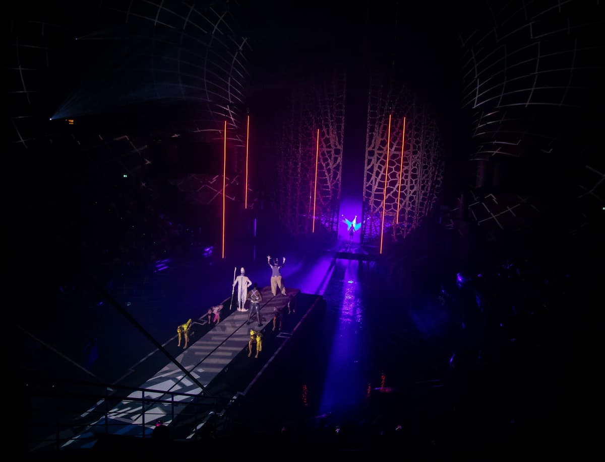 Talented dancers performing during the La Perle by Dragone live show in Dubai.