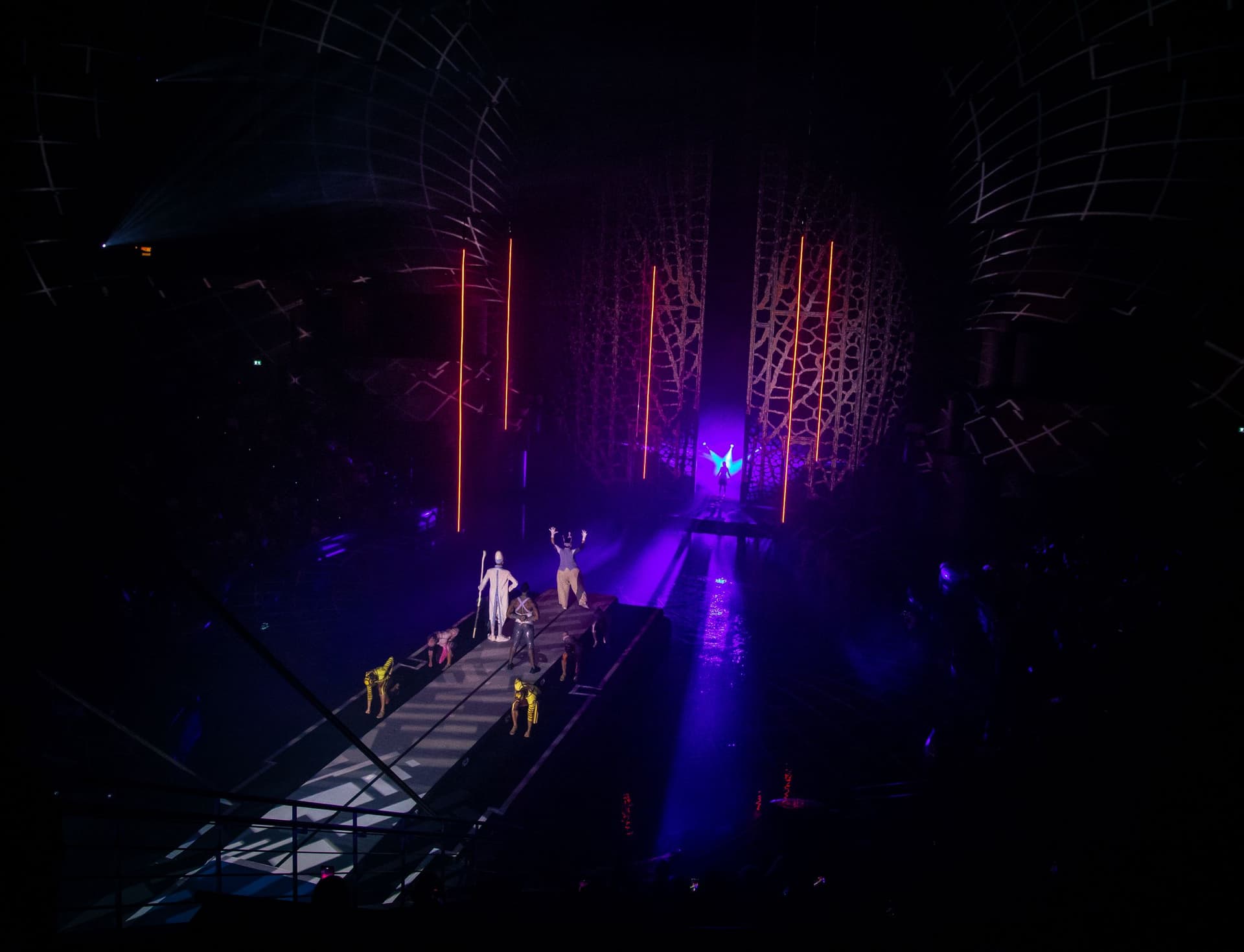Talented dancers performing during the La Perle by Dragone live show in Dubai.
