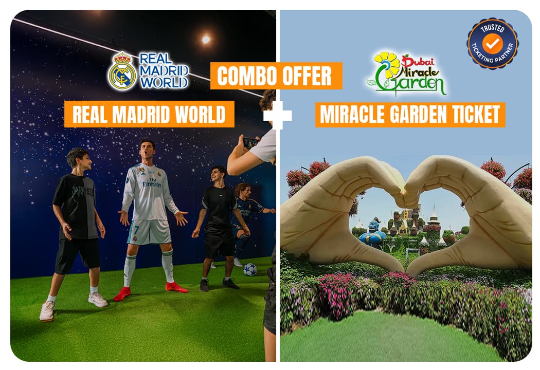 Real Madrid World Park + Dubai Miracle Garden - clicktoguide