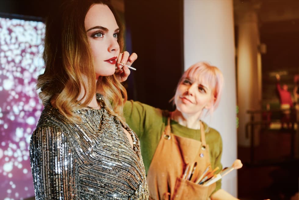 Wax figure of Cara Delevingne displayed at Madame Tussauds Dubai