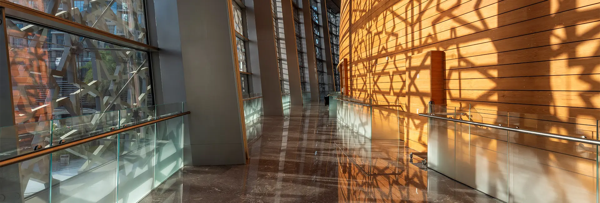 Visitors walking through the interior corridor during the Dubai Opera Grand Tour, exploring the elegant design and architecture inside the building.
