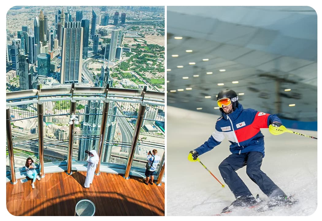At The Top Burj Khalifa (124 Floor) Non-Prime Time + Ski Dubai Snow Fun - clicktoguide