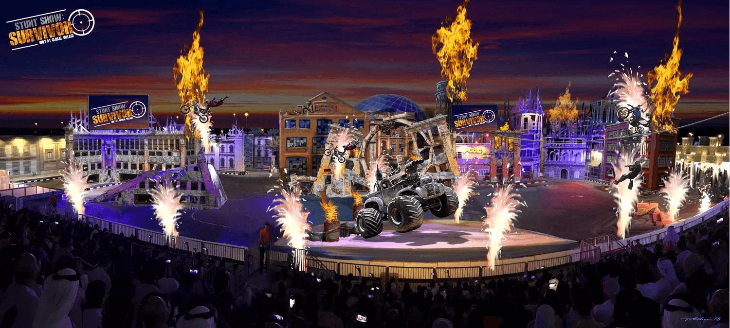 global village stunt show
