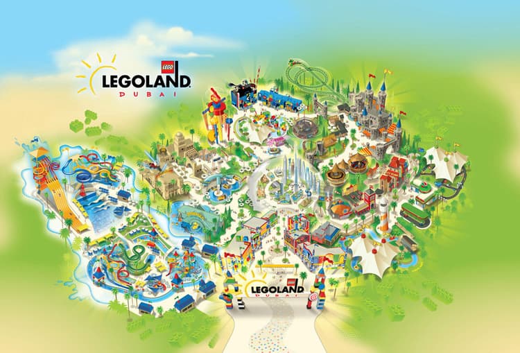 Illustrated map of LEGOLAND Dubai