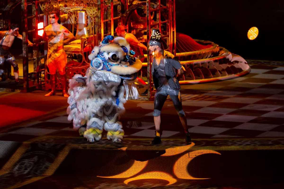 Dragon dance performance during the La Perle by Dragone live show in Dubai.