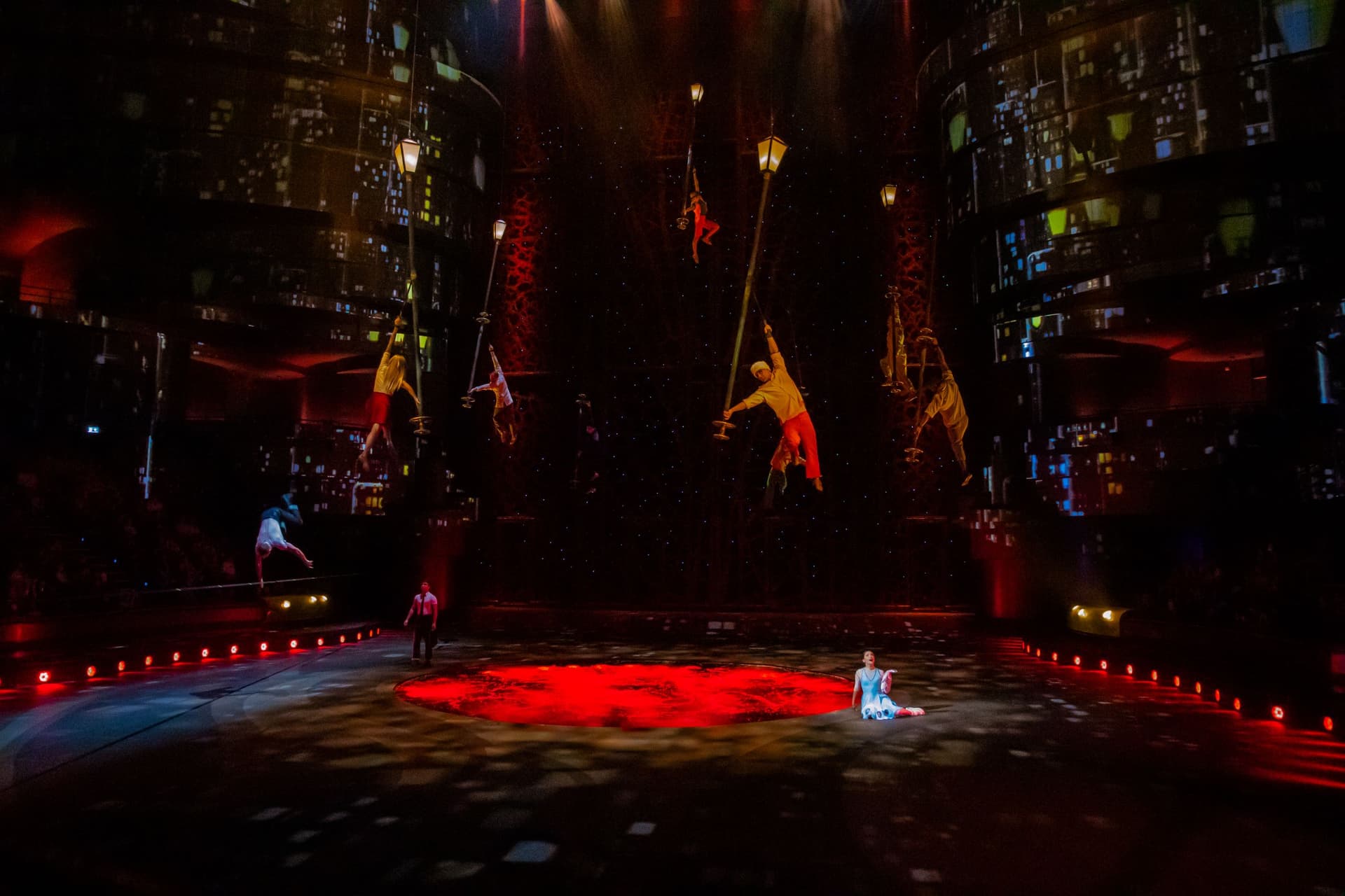 Pearl City stage setting during the La Perle by Dragone live show in Dubai.