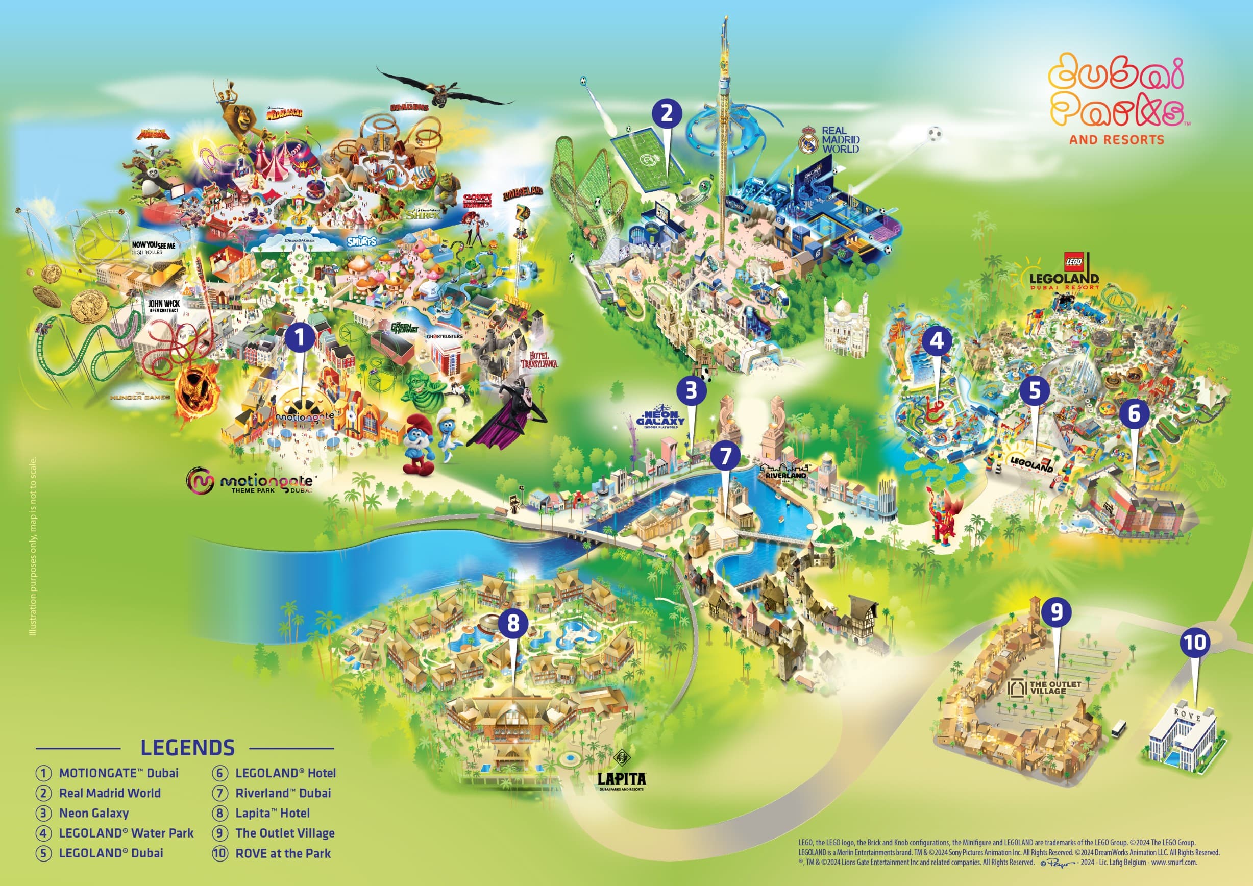 Map of Dubai Parks and Resorts 