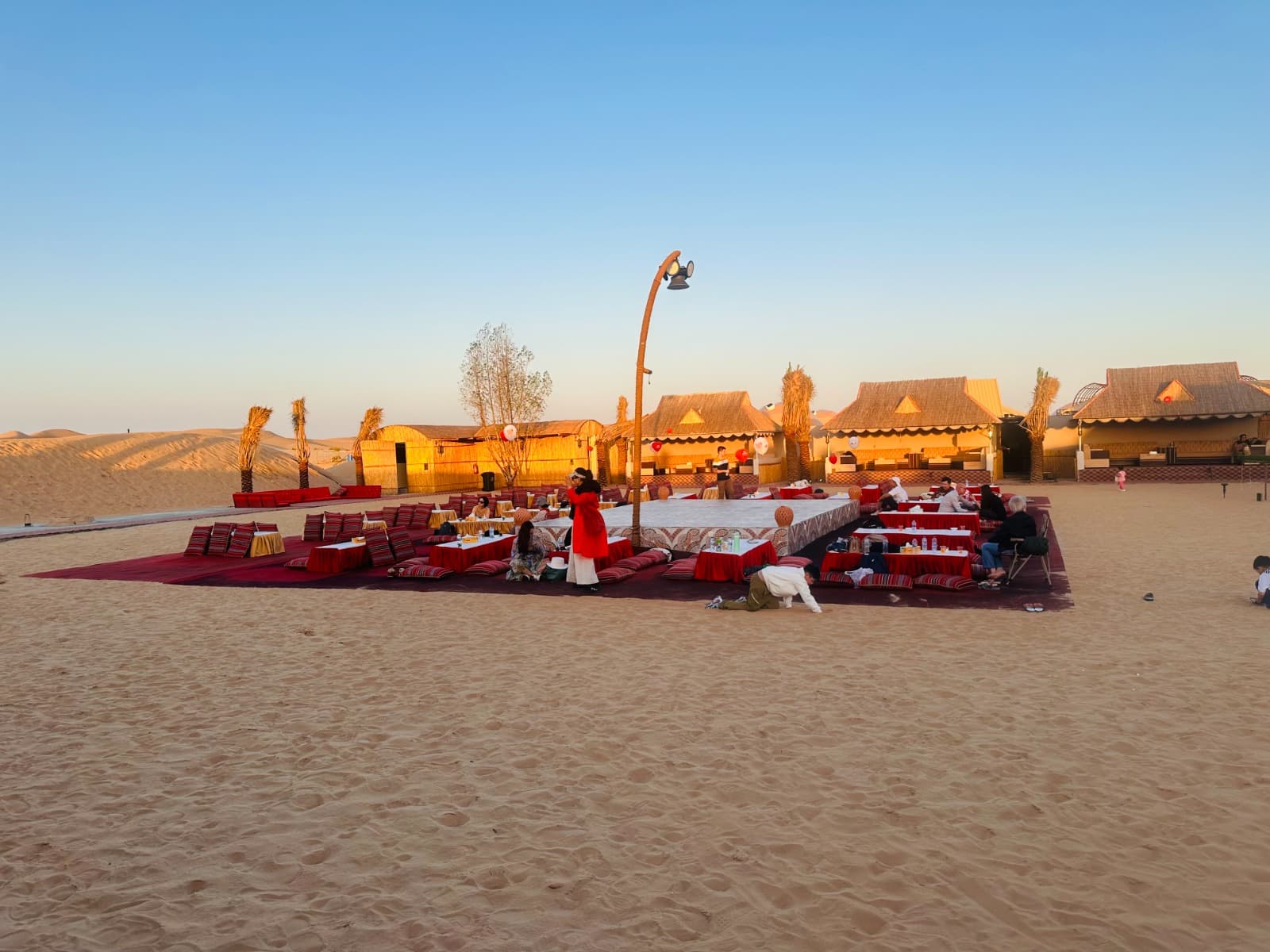 Comfortable luxury seating arrangement at the private desert safari camp in Dubai.