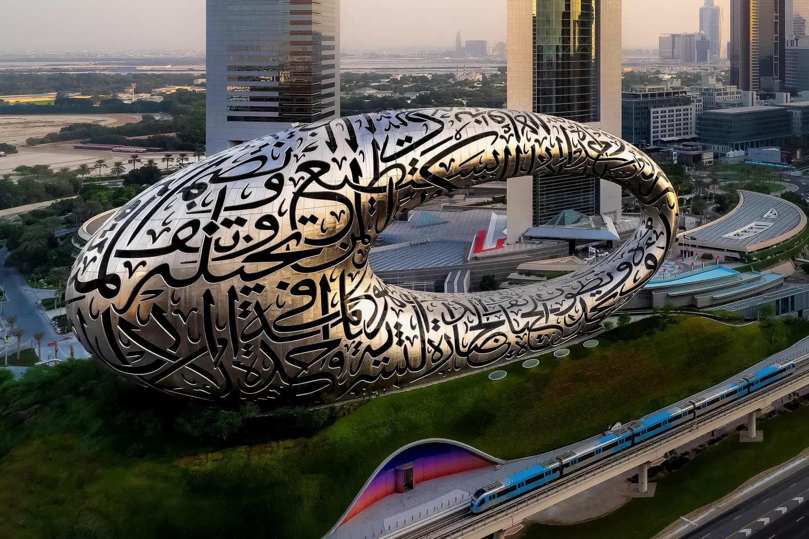 Day view of the Museum of the Future in Dubai showcasing its iconic torus-shaped architecture