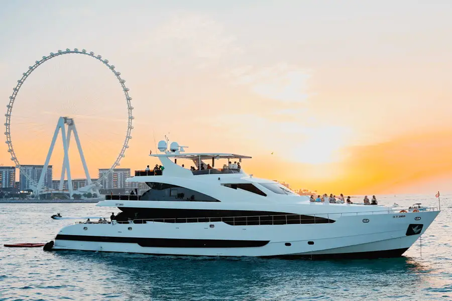 Sunset superyacht cruise with Dubai Marina skyline