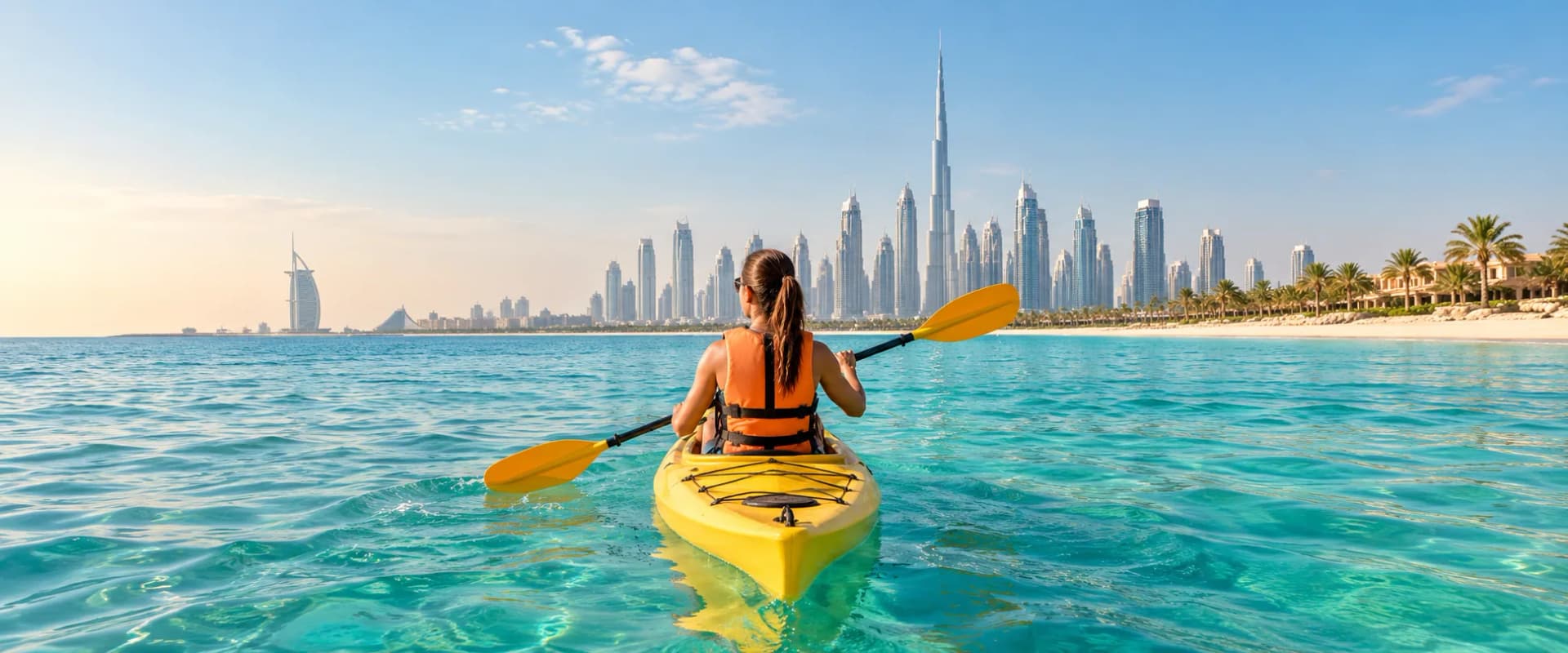 Kayaking on calm coastal water near Dubai